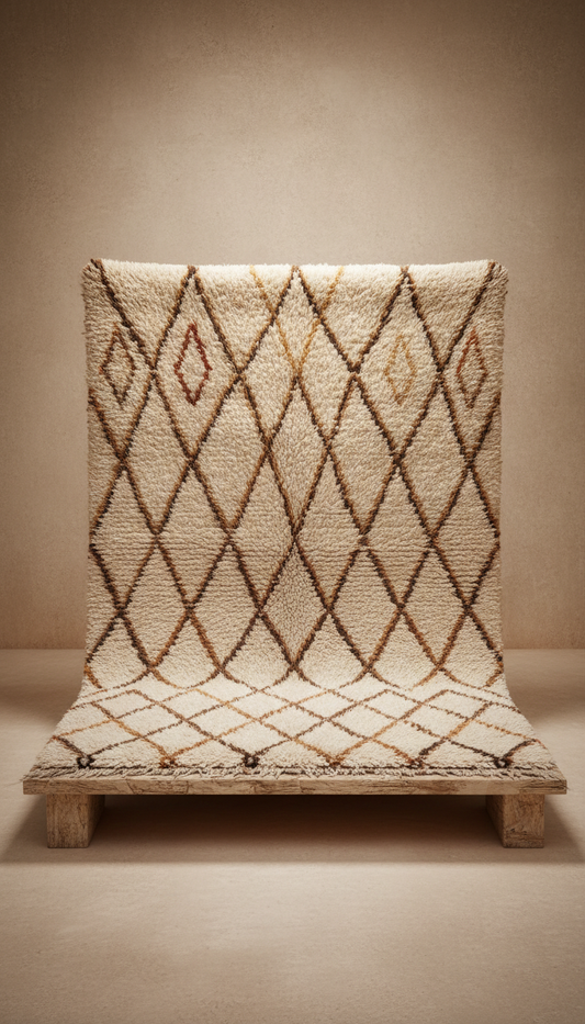 Beni Ourain Handknotted Wool Diamond Rug