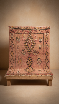 Boujad Pink Geometric Vintage Wool Rug